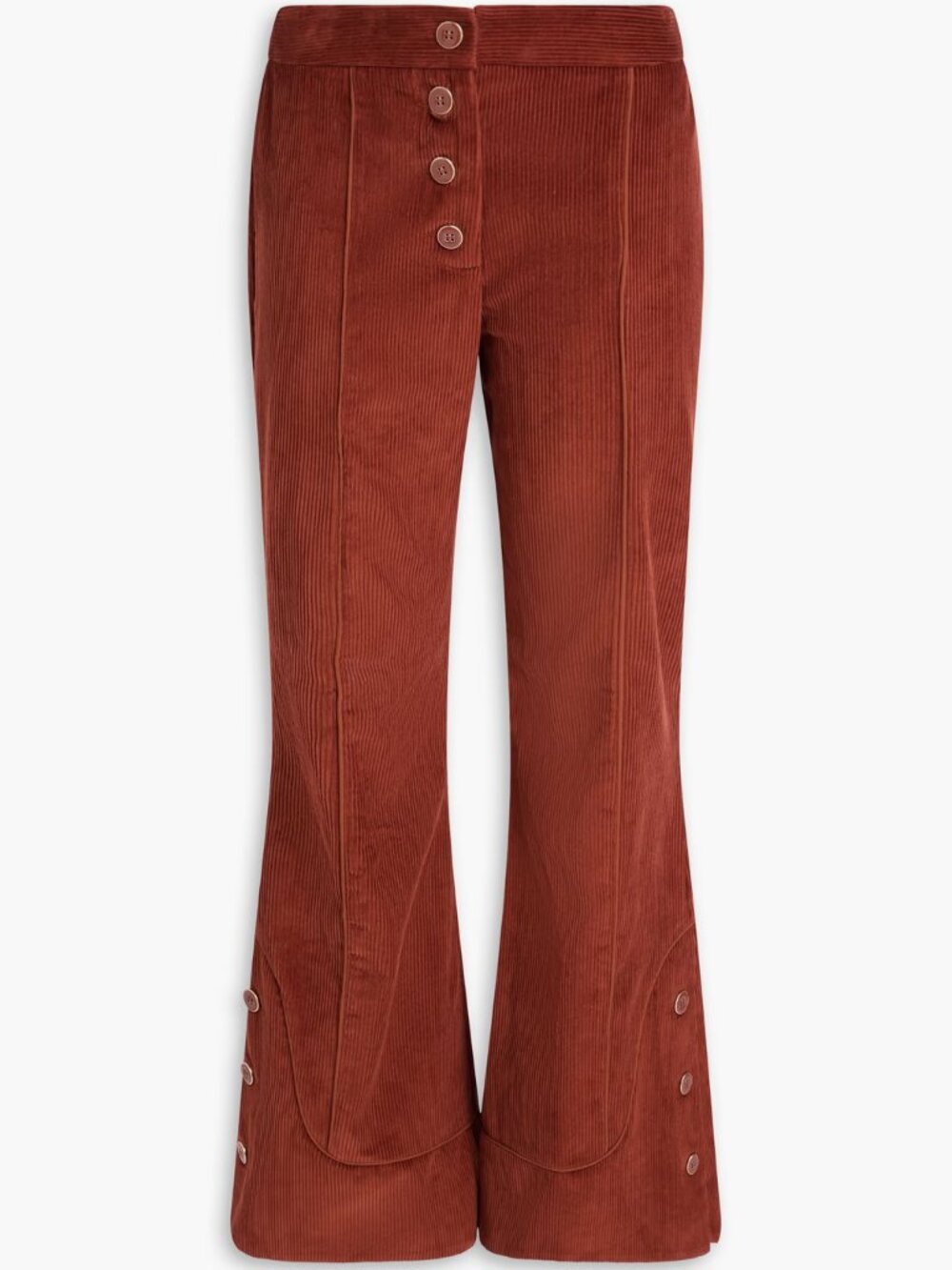 NWT Farm Rio Corduroy Button-Front Flare Pants – Brown – Size S MSRP $230 - Picture 1 of 4